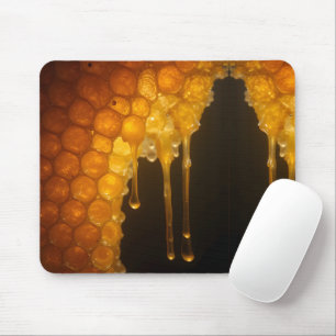 Close-Up of Honeycomb with Dripping Honey Mouse Pad