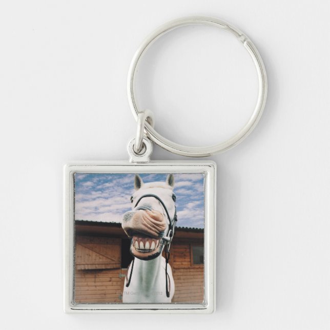 Close-up of Horse with Mouth Open Key Ring (Front)