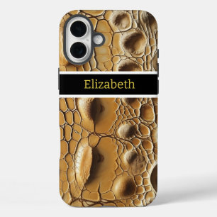 Close-up of intricate snakeskin texture iPhone 16 plus case