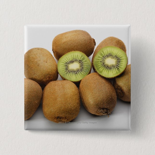 Close-up of kiwi fruits 15 cm square badge (Front)