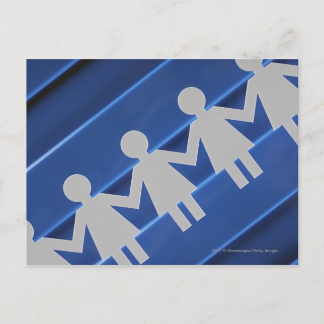 Close-up of paper chain dolls postcard (Front)