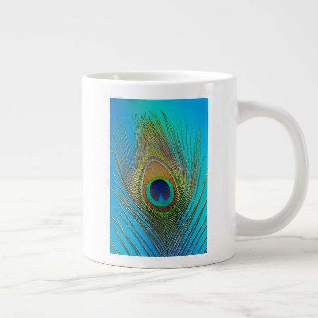 Close up of peacock feather large coffee mug (Right)