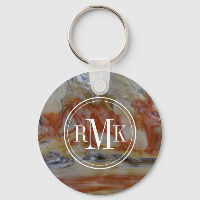 Close Up Of Petrified Wood Key Ring (Front)