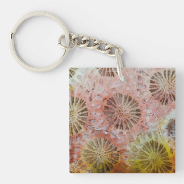 Close Up Of Pink Coral Key Ring (Front)