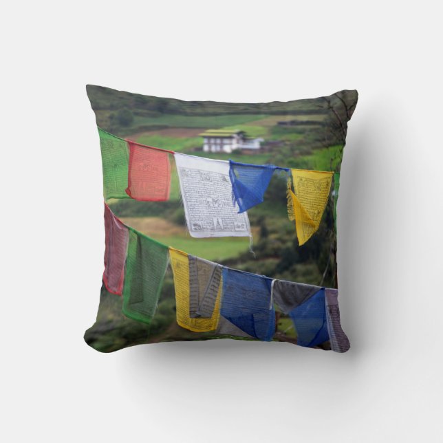 Close Up Of Prayer Flags Cushion (Front)