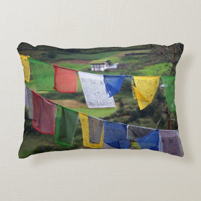 Close Up Of Prayer Flags Decorative Cushion (Front)