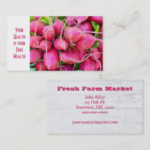 close up of radish bunch business card