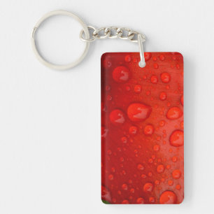 Close-up of raindrops on tulip petal key ring