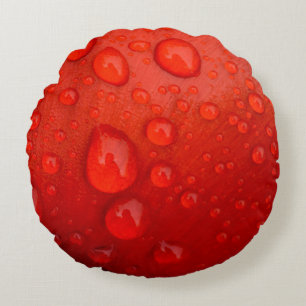 Close-up of raindrops on tulip petal round cushion
