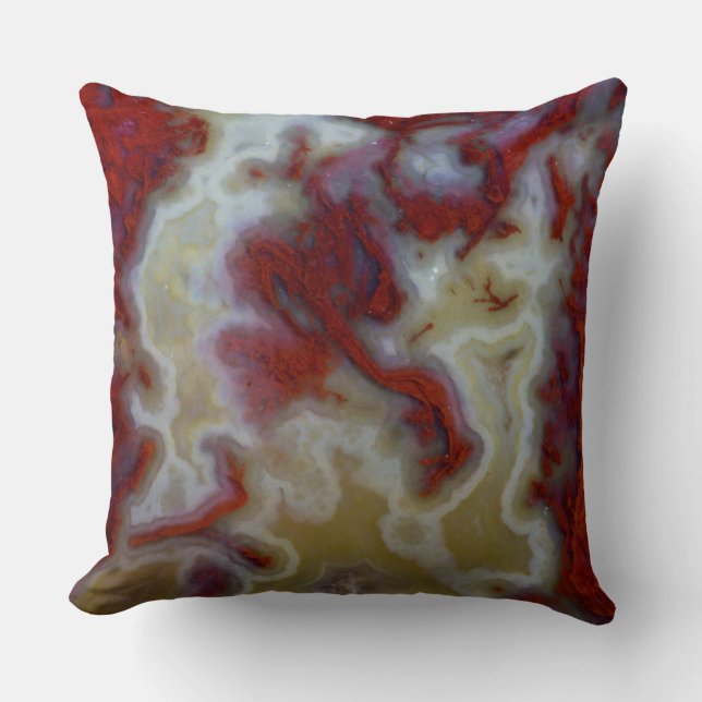 Close up of Red Moss Agate Slab Cushion (Front)