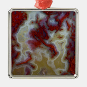 Close up of Red Moss Agate Slab Metal Ornament