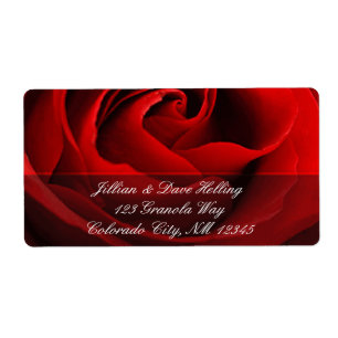 Close up of red rose accent address Label