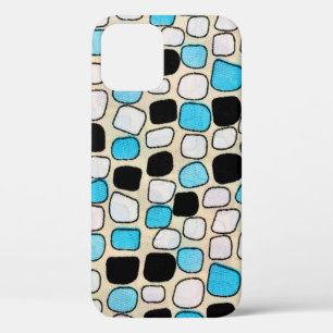 close-up of retro shirt style1960s,background,blue iPhone 12 case