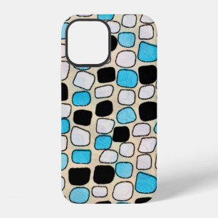 close-up of retro shirt style1960s,background,blue iPhone 12 case