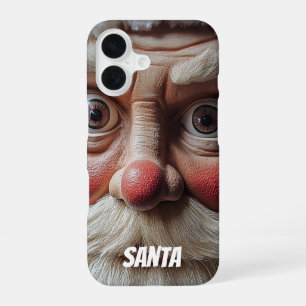 Close-Up of Santa’s Surprised Expression iPhone 16 Case