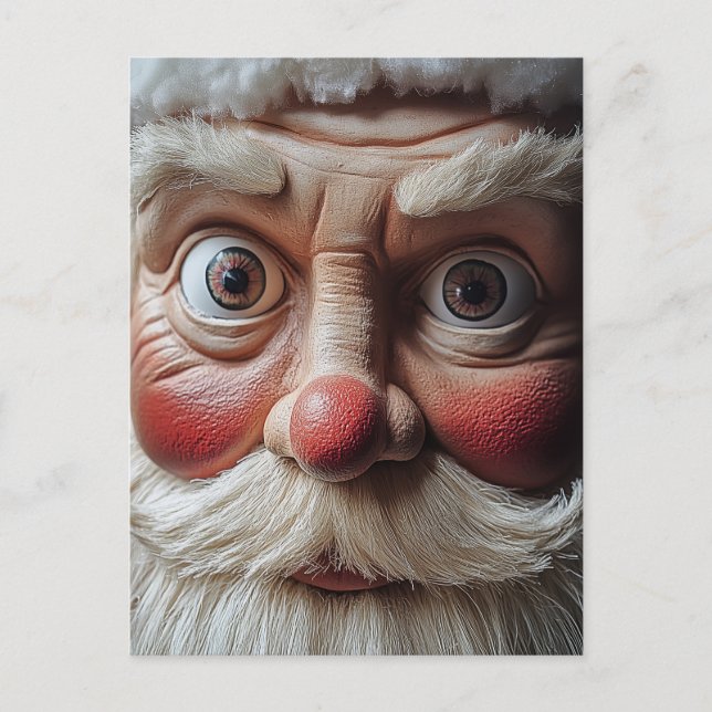 Close-Up of Santa’s Surprised Expression Postcard (Front)