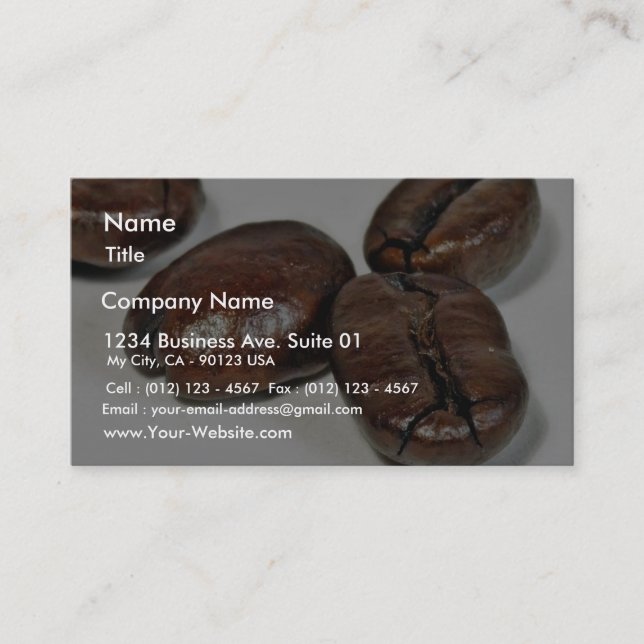 Close Up Of Some Unground Coffee Beans Business Card (Front)