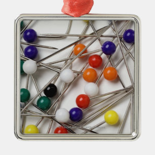 Close-up of straight pins metal ornament