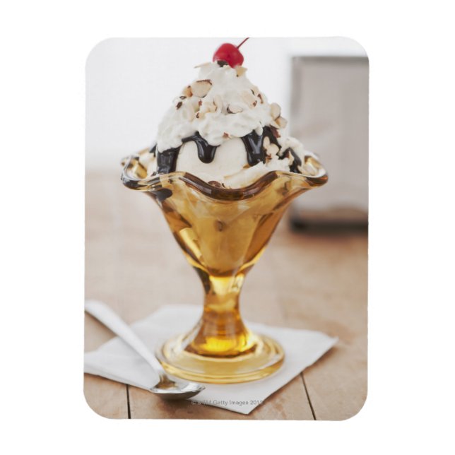 Close up of sundae with cherry on top magnet (Vertical)