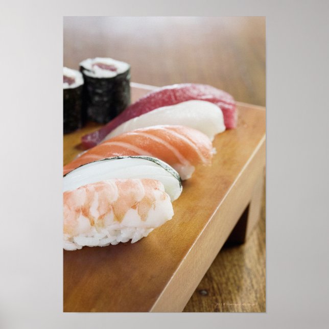 Close-up of sushi on a table poster (Front)