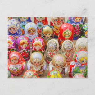 Close-up of traditional Russian nested dolls Postcard
