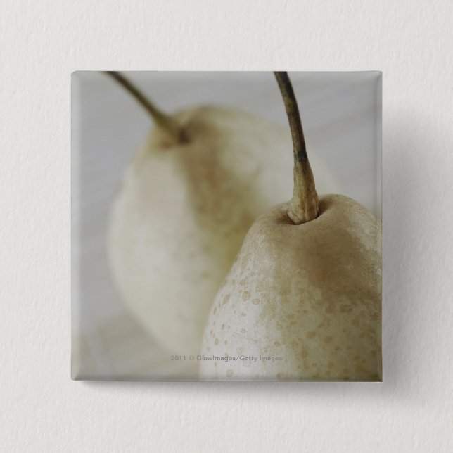 Close-up of two pears 15 cm square badge (Front)
