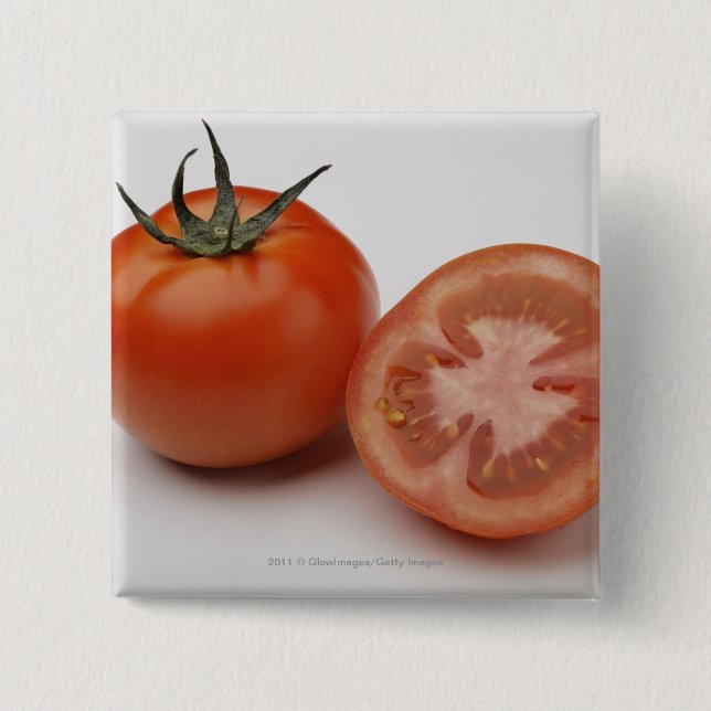 Close-up of two tomatoes 15 cm square badge (Front)