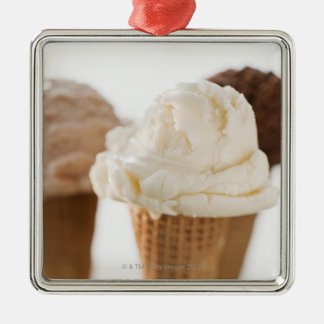 Close up of various ice cream cones metal tree decoration (Front)