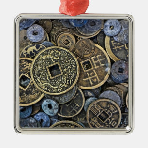 Close up of Vietnamese coins Metal Tree Decoration