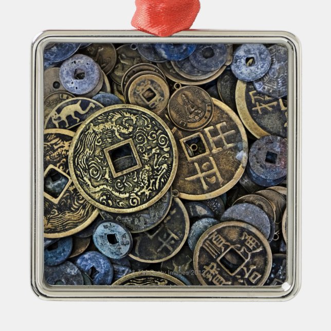 Close up of Vietnamese coins Metal Tree Decoration (Front)