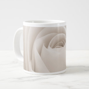 Close up of White Rose Petals Large Coffee Mug