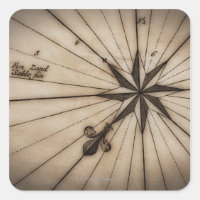 Close up of wind rose on antique map