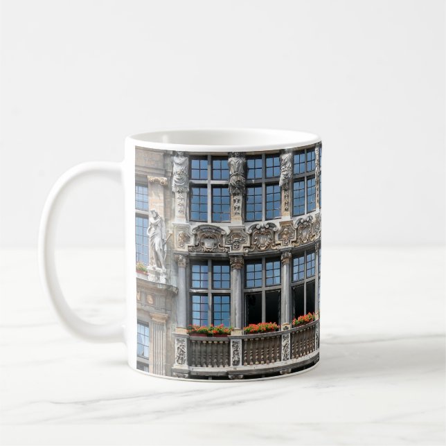Close up of windows of famous guildhalls in Grote  Coffee Mug (Left)