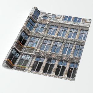 Close up of windows of famous guildhalls in Grote Wrapping Paper