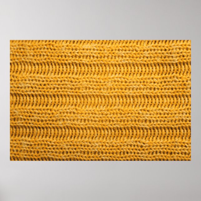 Close up of yellow knitted textured background. Tr Poster (Front)