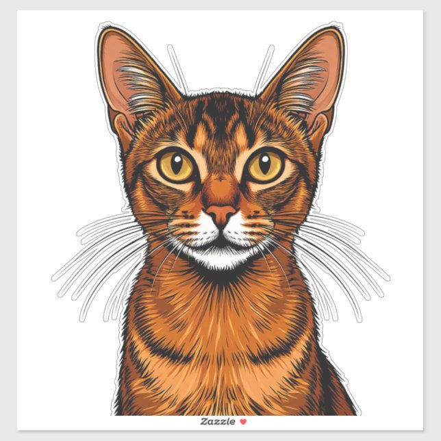 Close-Up Orange Tabby Abyssinian Cat Portrait (Sheet)