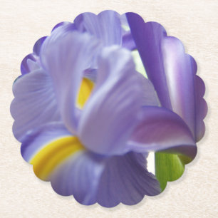 Close Up Photo of a Purple and Yellow Iris Paper Coaster