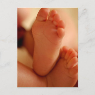 Close up photo of baby feet postcard