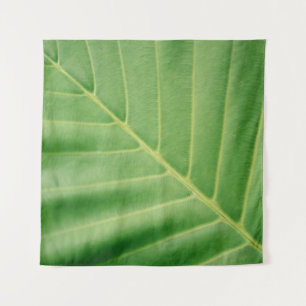 Close up photo of green leaf tapestry