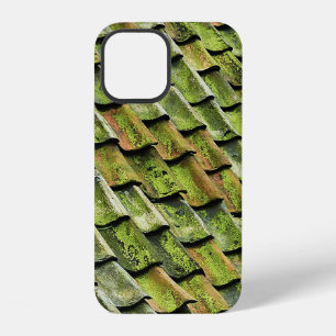 Close-up photo of green shingle roof iPhone 12 case
