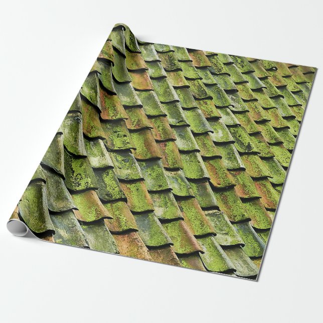 Close-up photo of green shingle roof wrapping paper (Unrolled)