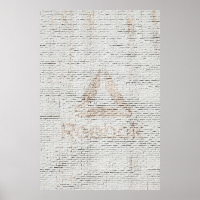Close-up photo of Reebok logo on wall Poster (Front)
