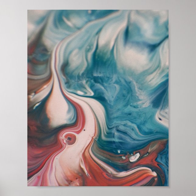 Close Up Photo of Water Marbling Paint Poster (Front)