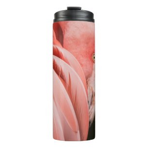 CLOSE UP PHOTOGRAPHY OF A PINK BIRD THERMAL TUMBLER