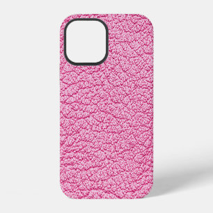 Close-up pink leather, textured background. iPhone 12 case
