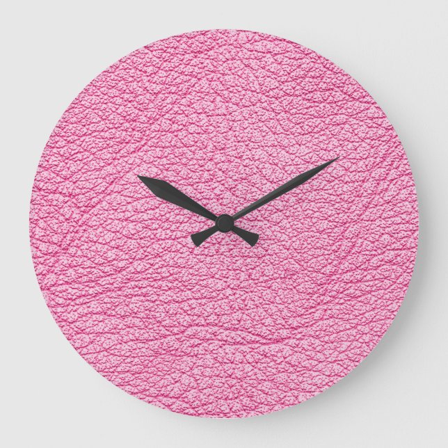 Close-up pink leather, textured background. large clock (Front)