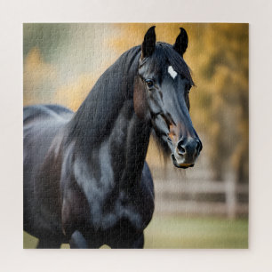 Close-up Portrait of a Black Horse Jigsaw Puzzle