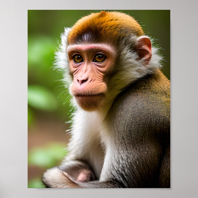 Close-up Portrait of a Monkey Poster (Front)