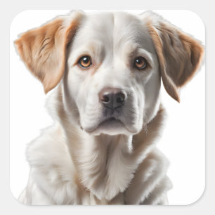 Close-Up Portrait of a Sweet-Faced Dog Square Sticker