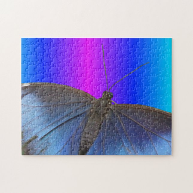 Close up Puzzle: Blue Morpho Butterfly Jigsaw Puzzle (Horizontal)